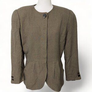 Kasper for ASL Vintage 80's Large Shoulder Pads Hidden Buttons Blazer (14)